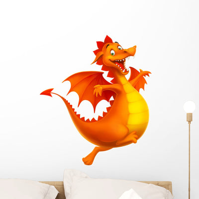 Cute Smiling Happy Orange Wall Decal shown on a wall