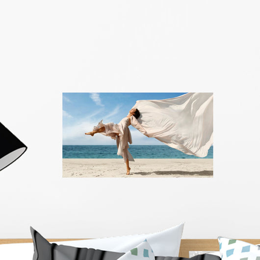 Woman Enjoying Beach Wall Decal