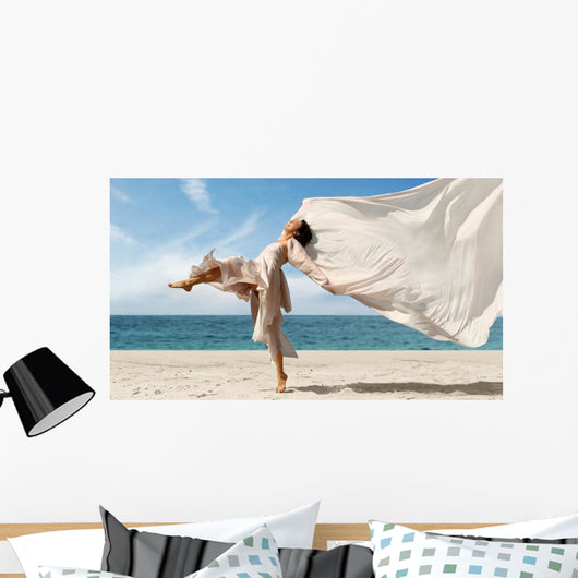 Woman Enjoying Beach Wall Decal