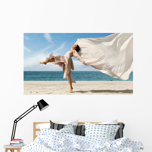 Woman Enjoying Beach Wall Decal
