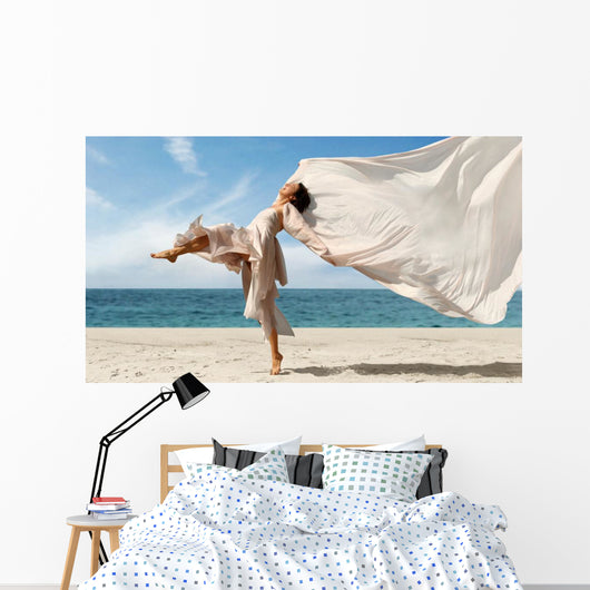 Woman Enjoying Beach Wall Decal