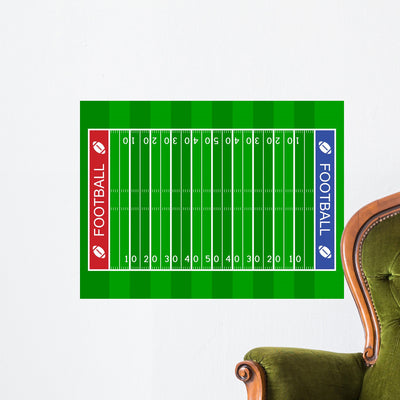 American Football Field with Sidelines Vector Wall Decal shown on a wall