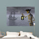 Skeleton Pirate With Ghost Ship Wall Decal