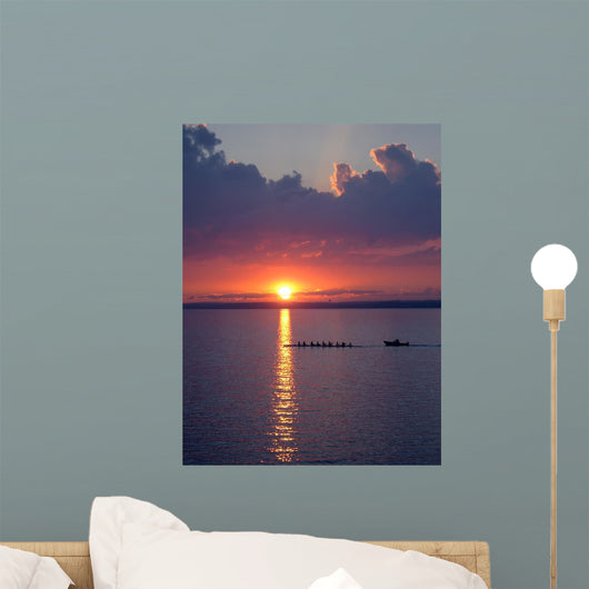 Crew Practice Lake Sunset Wall Decal