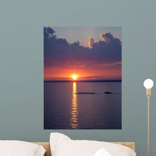 Crew Practice Lake Sunset Wall Decal