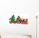 Santa Reindeer Snowman in Train with Gifts and Christmas Tree Wall Decal