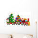 Santa Reindeer Snowman in Train with Gifts and Christmas Tree Wall Decal