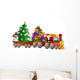 Santa Reindeer Snowman in Train with Gifts and Christmas Tree Wall Decal