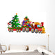 Santa Reindeer Snowman in Train with Gifts and Christmas Tree Wall Decal