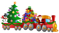 Santa Reindeer Snowman in Train with Gifts and Christmas Tree Wall Decal