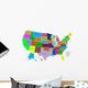 Map Usa With States Wall Decal