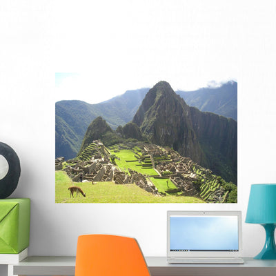 Machu Picchu Wall Decal shown on a wall