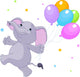 Elephant With Balloons Wall Decal