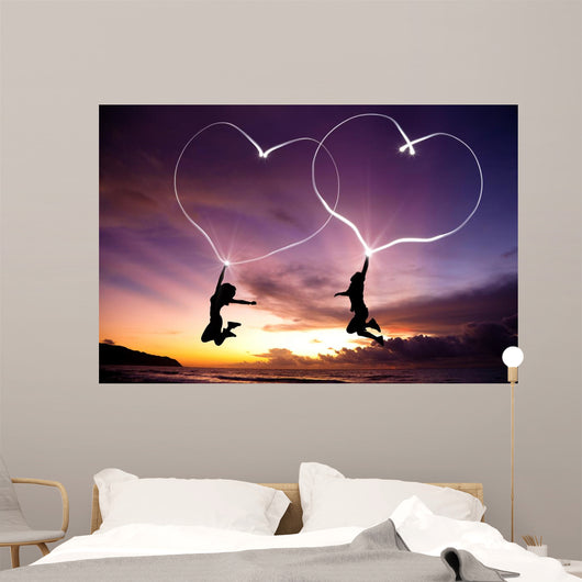 Young Couple Jumping Wall Decal
