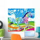 Galloping Rainbow Zebra Wall Decal