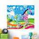 Galloping Rainbow Zebra Wall Decal