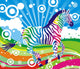 Galloping Rainbow Zebra Wall Decal
