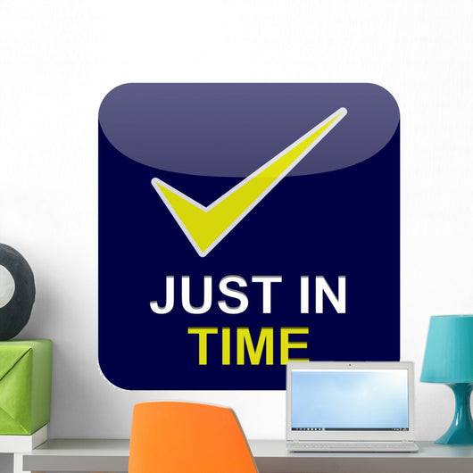 Button Blau Just Time Wall Decal