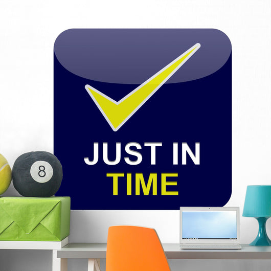 Button Blau Just Time Wall Decal