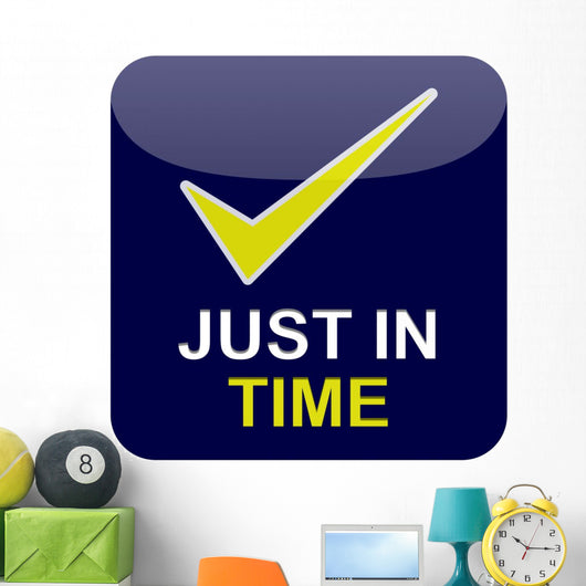 Button Blau Just Time Wall Decal