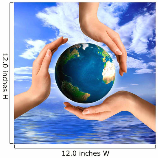 Conceptual Recycling Symbol With Earth and Hands Wall Decal