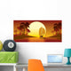 Tropical Island Sunset Palm Wall Decal