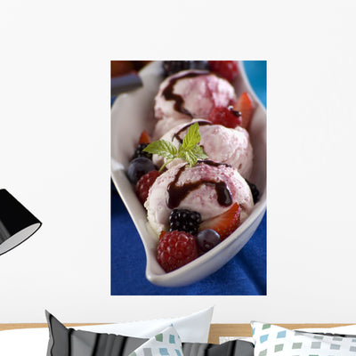 Blueberry Ice Cream Sundae Wall Decal shown on a wall