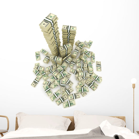 Big Pile Money Green Wall Decal
