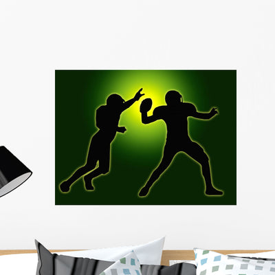 Green Glow Silhouette American Wall Decal shown on a wall