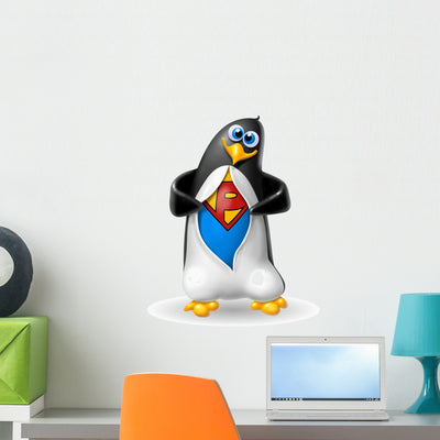 Super Pinguino Wall Decal shown on a wall