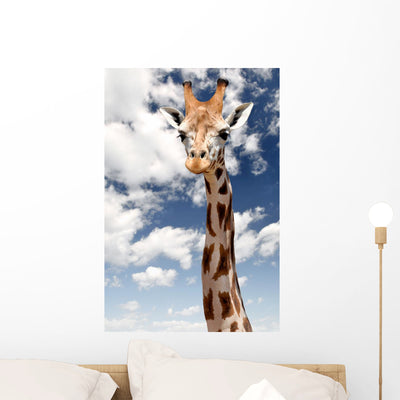 Giraffe Neck and Head Wall Decal shown on a wall