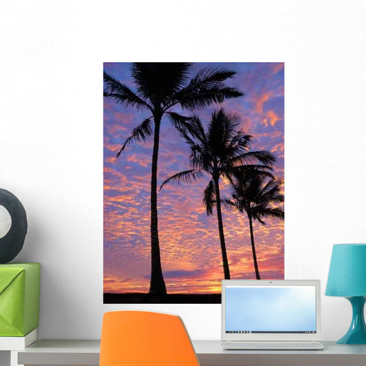 Beach and Line of Palm Trees at Sunset Wall Decal
