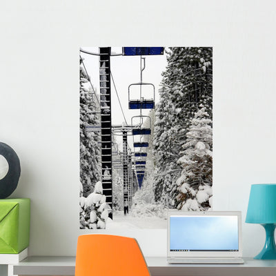 Ski Lift Lake Tahoe Wall Decal shown on a wall