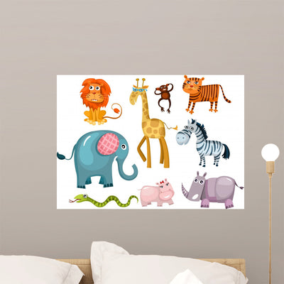 Jungle Animal Wall Decal Set 2 shown on a wall