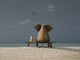 Elephant And Dog Sitting on Bench Wall Decal
