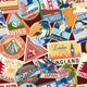 Vintage Travel Stickers Seamless Wall Decal