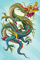 Blue Chinese Dragon Painting Wall Decal