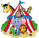 Various Animals Circus Tent Wall Decal
