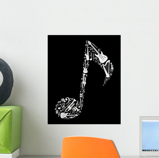 Music Instruments Note Shape Wall Decal