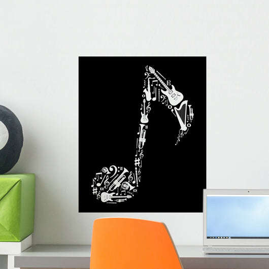 Music Instruments Note Shape Wall Decal