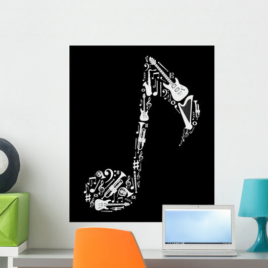 Music Instruments Note Shape Wall Decal