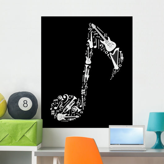 Music Instruments Note Shape Wall Decal