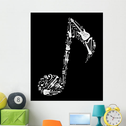 Music Instruments Note Shape Wall Decal