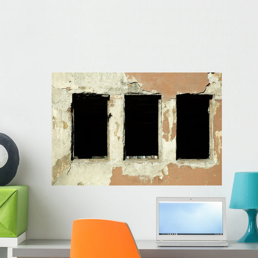 Old Building with Broken Windows Wall Decal