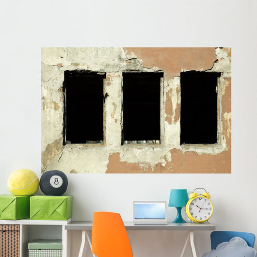 Old Building with Broken Windows Wall Decal