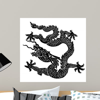 Chinese Dragon Wall Decal shown on a wall