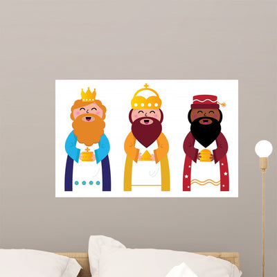 Three Wise Men Illustration Wall Decal shown on a wall