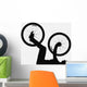 Silhouette Person Holding Bicycle Wall Decal