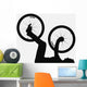 Silhouette Person Holding Bicycle Wall Decal