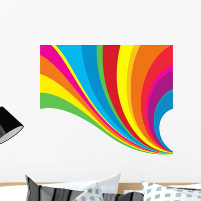 Colorful Curling Rainbow Wall Decal shown on a wall